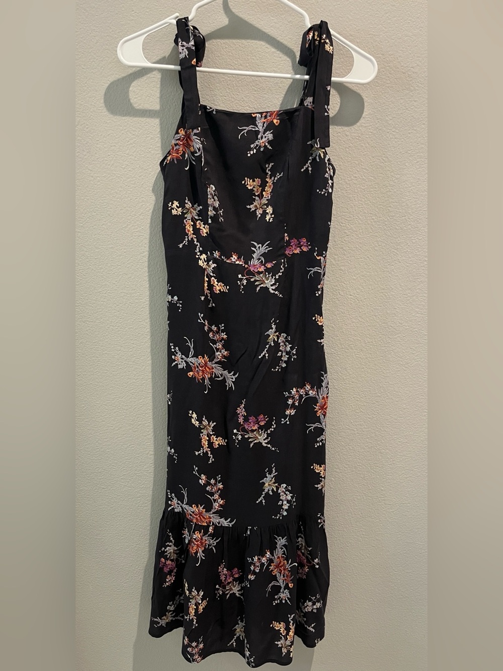 Paige Black Floral Midi Dress - Size XS